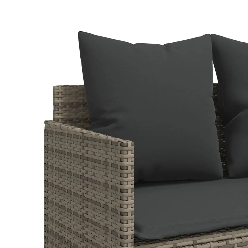 5 Piece Outdoor Garden Sofa Set Grey PE Rattan with Cushions