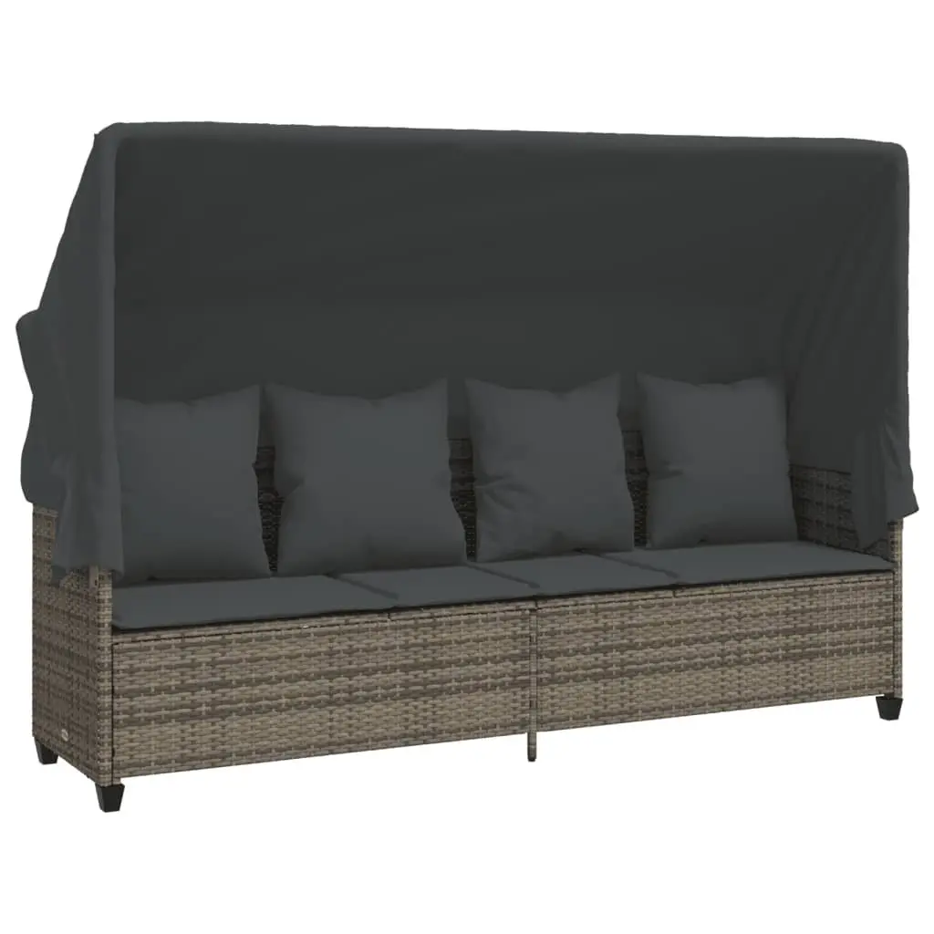 5 Piece Garden Sofa Set PE Rattan Adjustable Backrest Footrest Grey