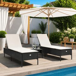 Versatile Black Sun Loungers for Your Patio or Garden - 2 pcs