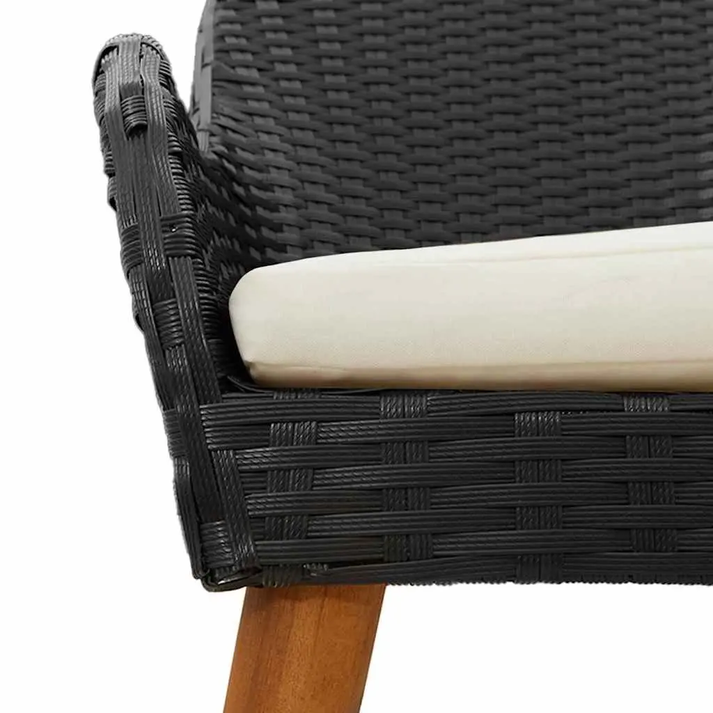 Outdoor Dining Set 7pc Black Poly Rattan Chairs