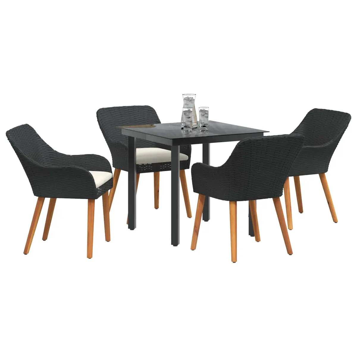 Garden Dining Set Poly Rattan 5 Piece Outdoor Patio Furniture Black