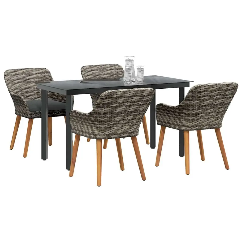 Garden Dining Set Poly Rattan 5 Piece Outdoor Furniture Patio Table Chairs Grey