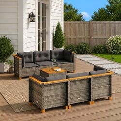 Versatile 7 Piece Grey Sofa Set for Your Outdoor Living