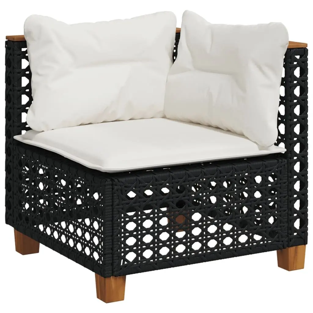 Garden Sofa Set 8 Piece Outdoor Furniture with Cushions Black Rattan Patio