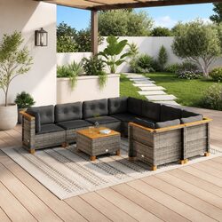 Versatile 9 Piece Grey Outdoor Sofa Set for Your Patio