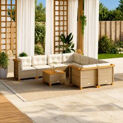 9 Piece Outdoor Sofa Set for Patio and Backyard Use