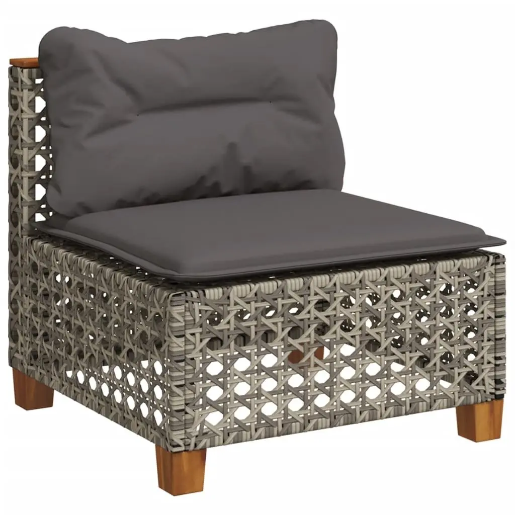 Garden Sofa Set PE Rattan Modular 4 Piece Grey Outdoor Furniture with Cushions