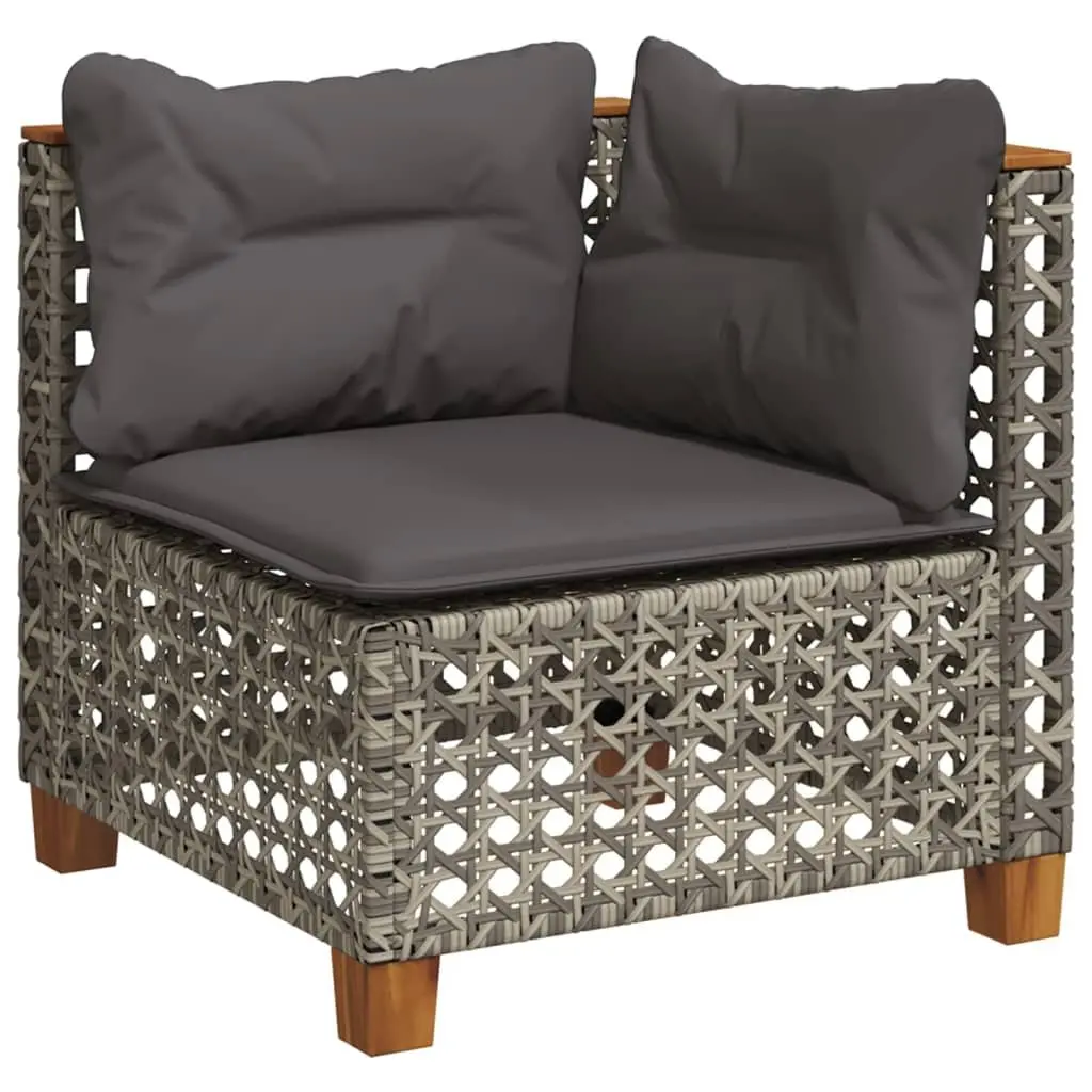 Garden Sofa Set PE Rattan Modular 4 Piece Grey Outdoor Furniture with Cushions