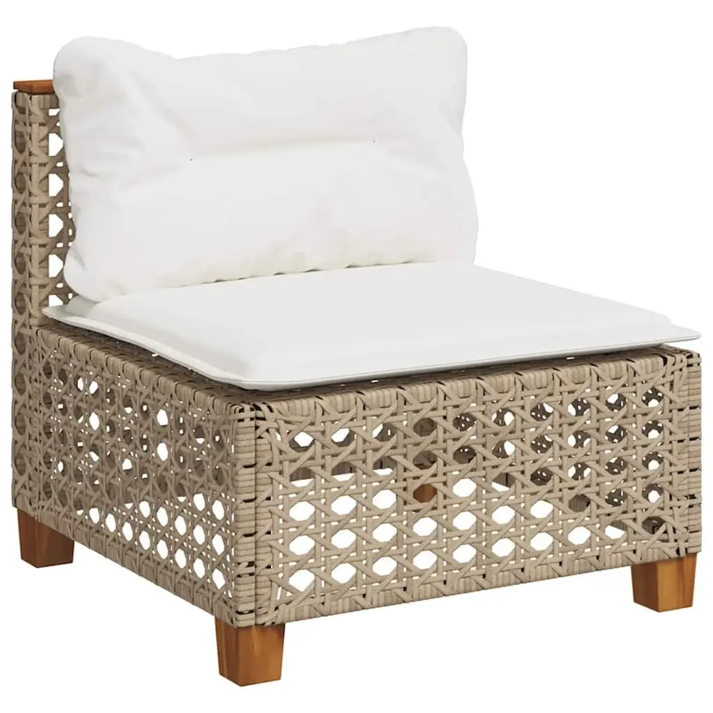 Outdoor Sofa Set 4 Piece Beige PE Poly Rattan with Cushions