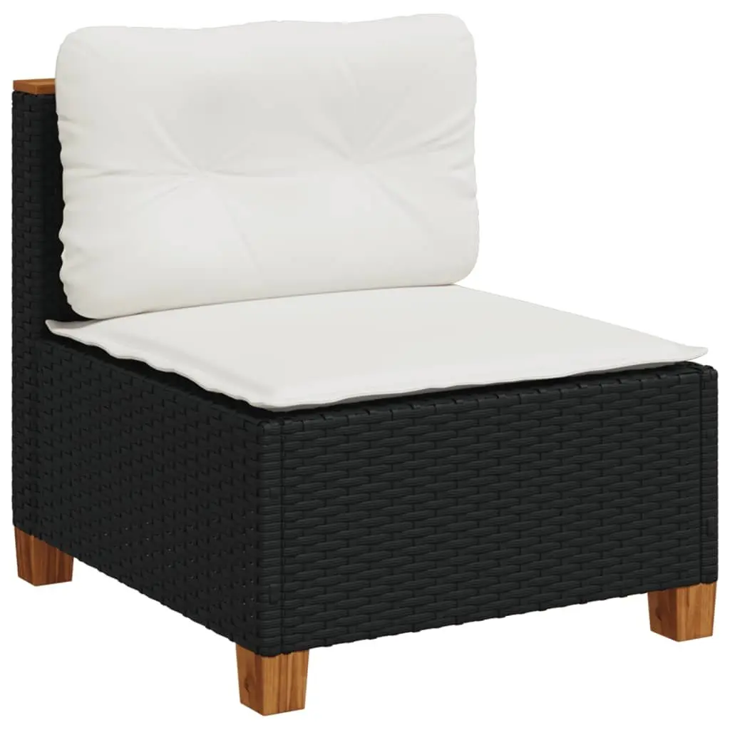 Garden Sofa Set 5 Piece Outdoor Furniture Black Poly Rattan Modular Patio