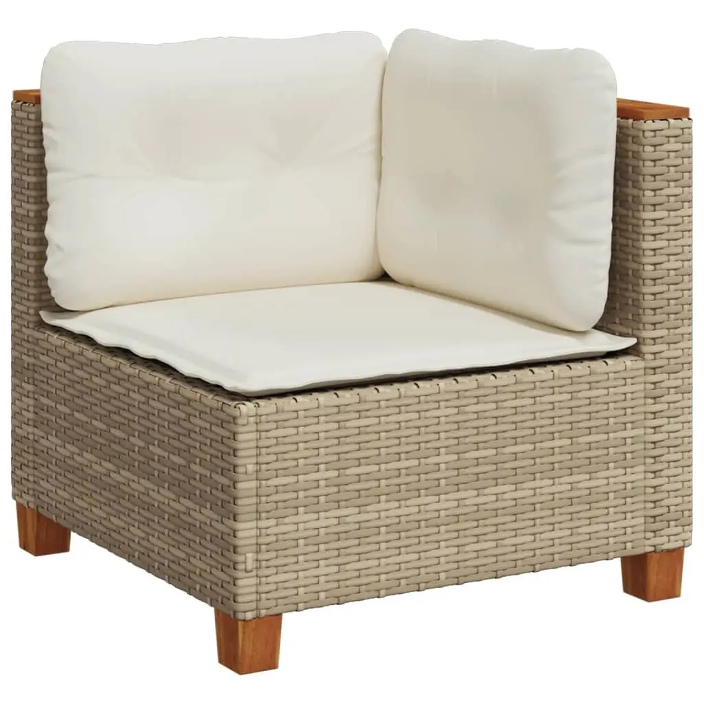 5 Piece Outdoor Modular Sofa Set Beige with Cushions PE Rattan Furniture for Patio Garden
