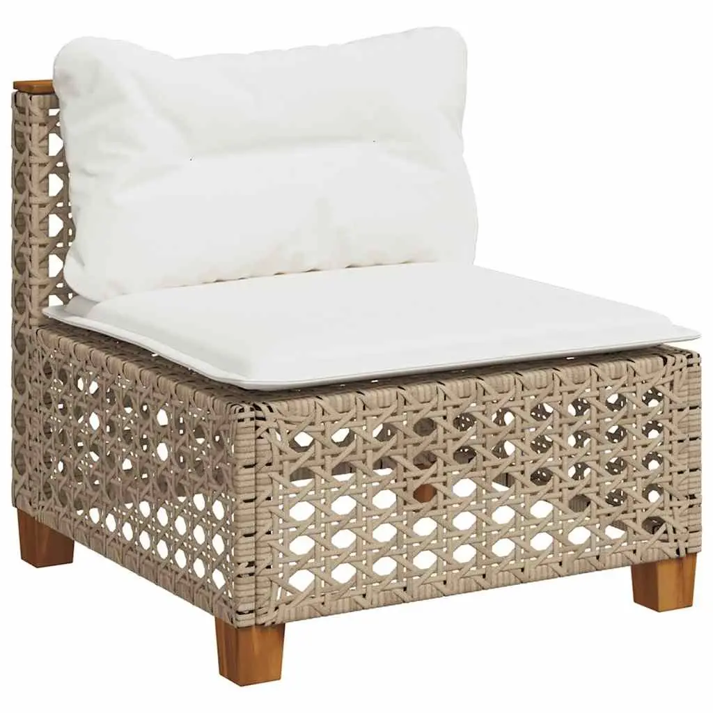 Garden Sofa Set PE Rattan 5 Piece Outdoor Furniture Beige Cushions