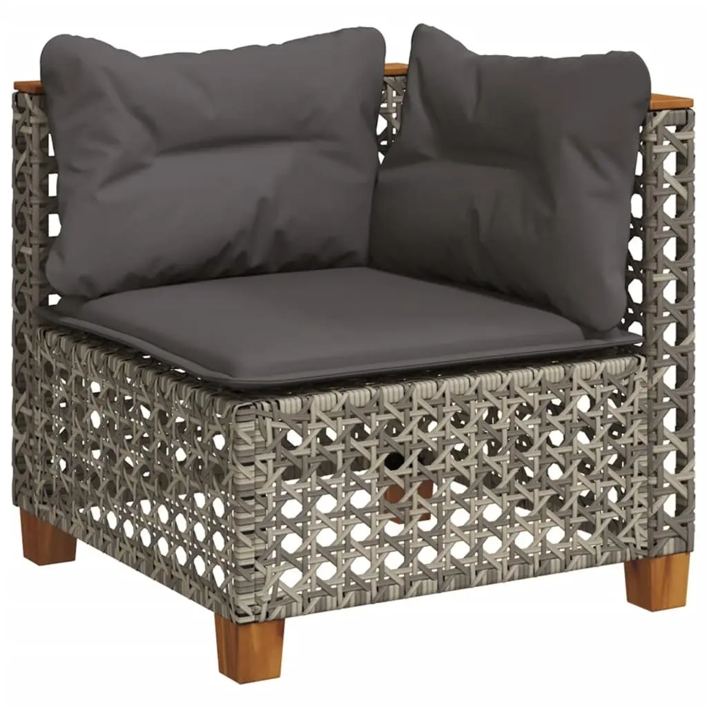 Modular Outdoor Furniture Grey PE Rattan 6 Piece Garden Sofa Set with Cushions