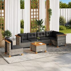 Garden Sofa Set 7 Piece Outdoor Furniture Patio Lounge with Cushions Grey