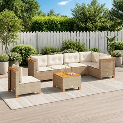 7-Piece Garden Sofa Set for Your Patio - Beige Rattan