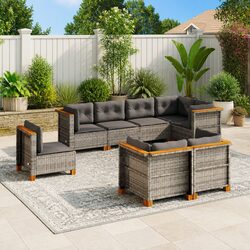 Practical 8-Piece Grey Sofa Set for Any Outdoor Area