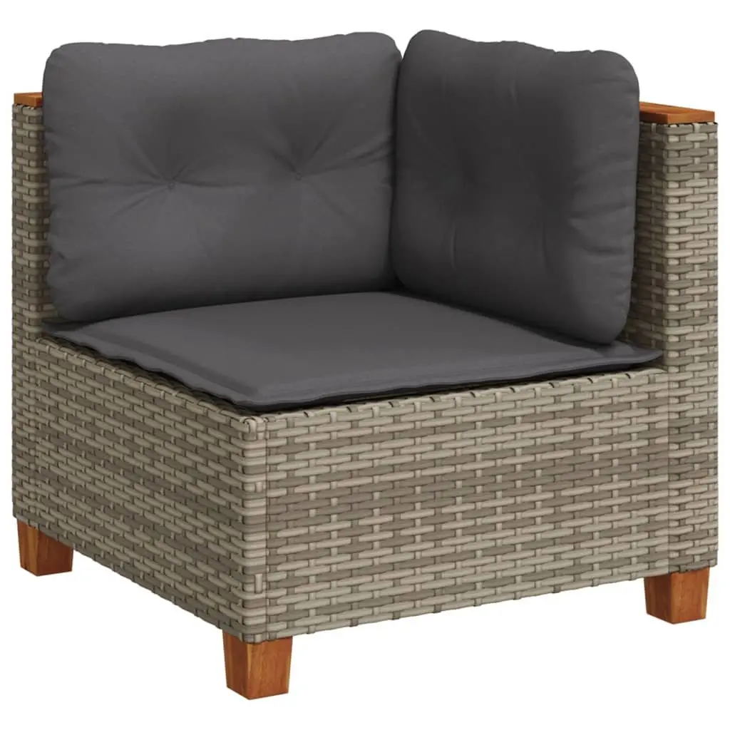 Garden Sofa Set PE Rattan 7 Piece Outdoor Furniture Patio Lounge Grey with Cushions