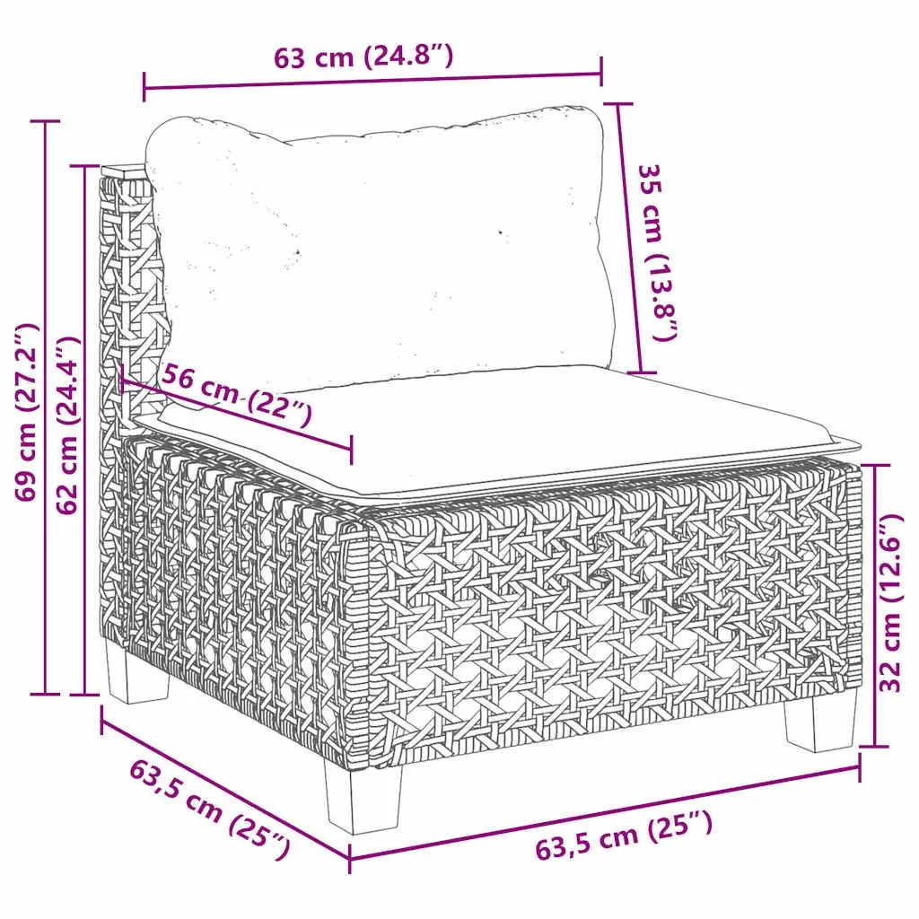 7 Piece Garden Sofa Set PE Rattan Cushions Beige Modular Outdoor Furniture
