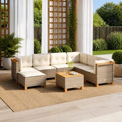 Garden Sofa Set 8 Piece Outdoor Furniture Beige Cushions Patio Lounge Modular