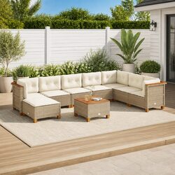 Versatile Beige 9 Piece Garden Sofa Set for Outdoor Living