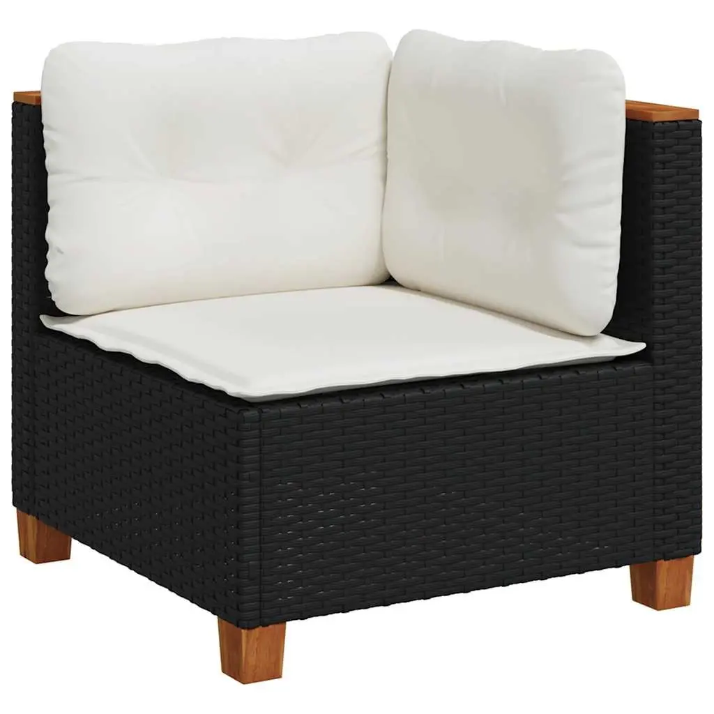 Garden Sofa Set PE Rattan Modular Sectional 7 Piece Black with Cushions