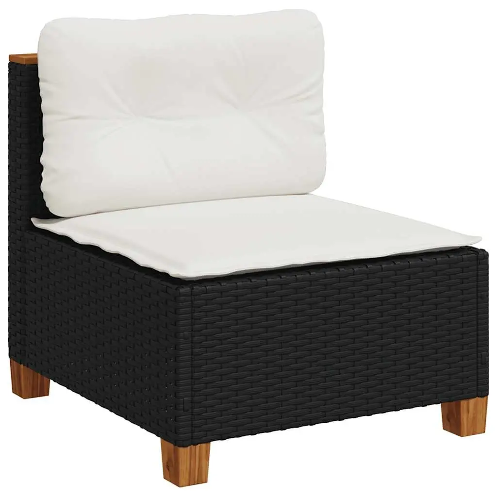 Garden Sofa Set PE Rattan Modular Sectional 7 Piece Black with Cushions