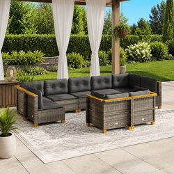 Practical 9 Piece Garden Sofa Set for Outdoor Use