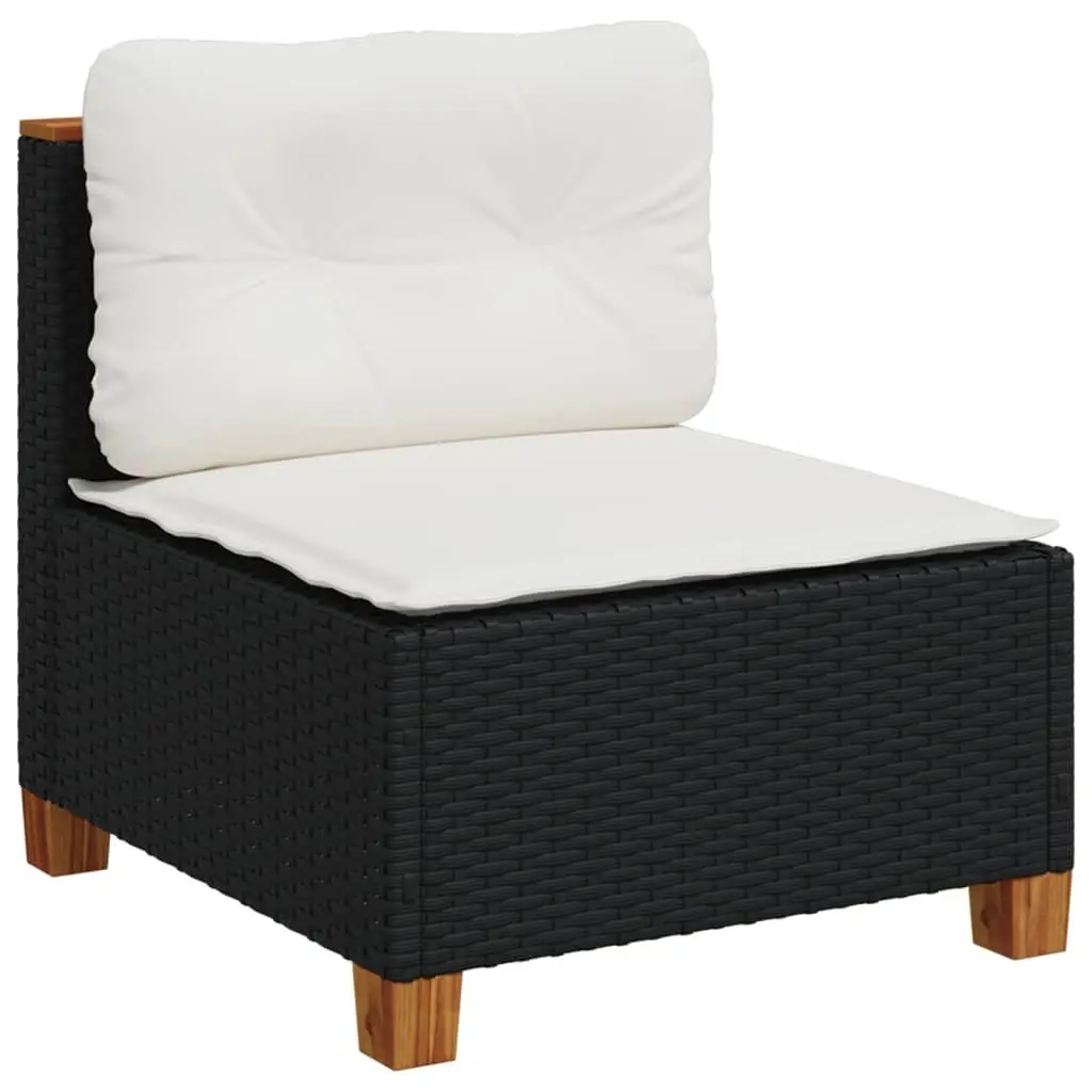 10 Piece Modular Sofa Set Black Poly Rattan with Cushions Outdoor Patio Furniture