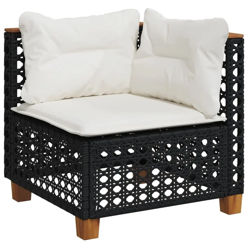 10 Piece Outdoor Garden Sofa Set PE Rattan Modular Black with Cushions