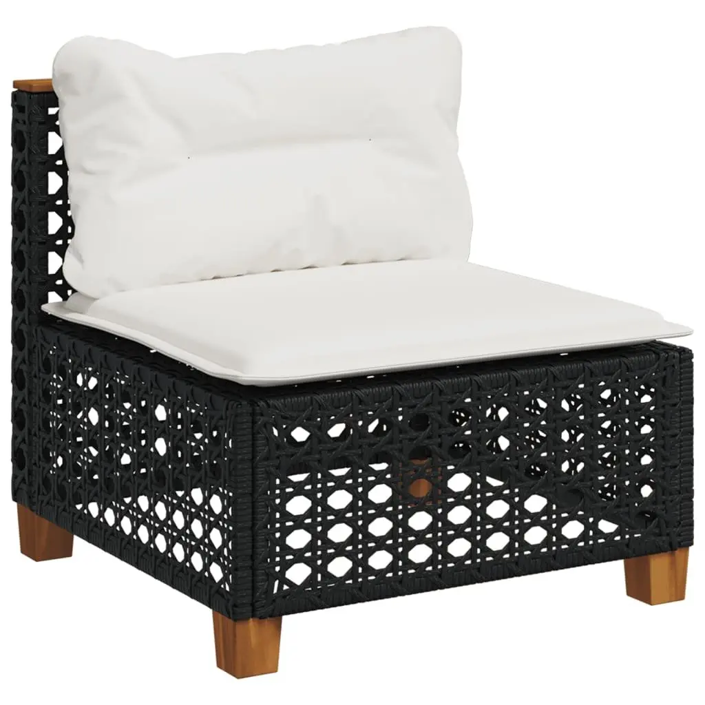 10 Piece Outdoor Garden Sofa Set PE Rattan Modular Black with Cushions