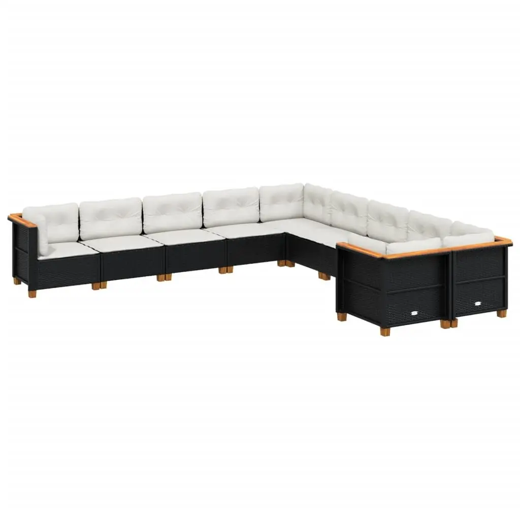 Garden Sofa Set PE Rattan 10 Piece Modular Outdoor Furniture Black