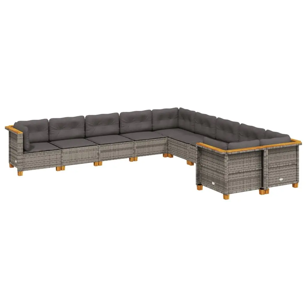 10 Piece Garden Sofa Set PE Rattan Modular Outdoor Patio Furniture Grey