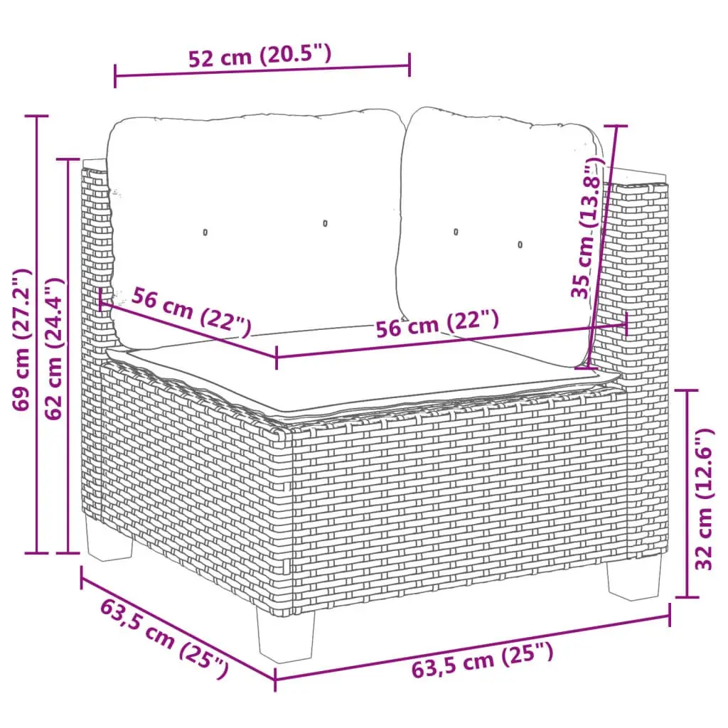 Garden Sofa Set 11 Piece Outdoor Furniture Patio Rattan Cushioned Seating Black