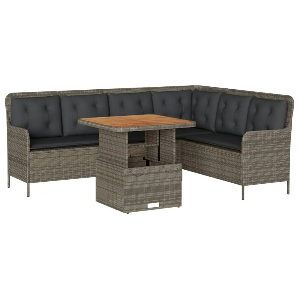 Garden Sofa Set 2 Piece Outdoor Furniture Grey Poly Rattan Patio Lounge Cushions