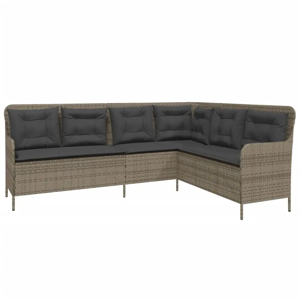 Garden Sofa Set 2 Piece Outdoor Furniture Grey Poly Rattan Patio Lounge Cushions