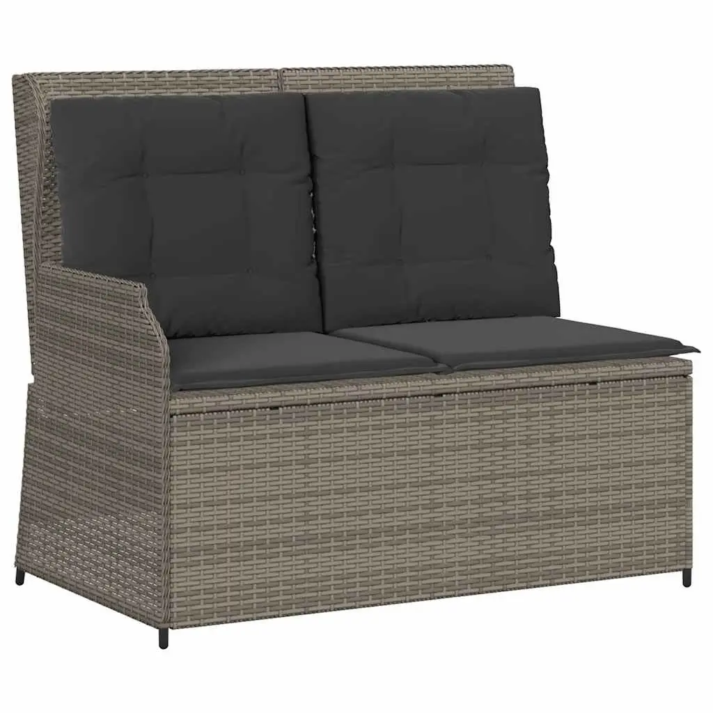 3 Piece Garden Lounge Set Poly Rattan Grey Cushions Table