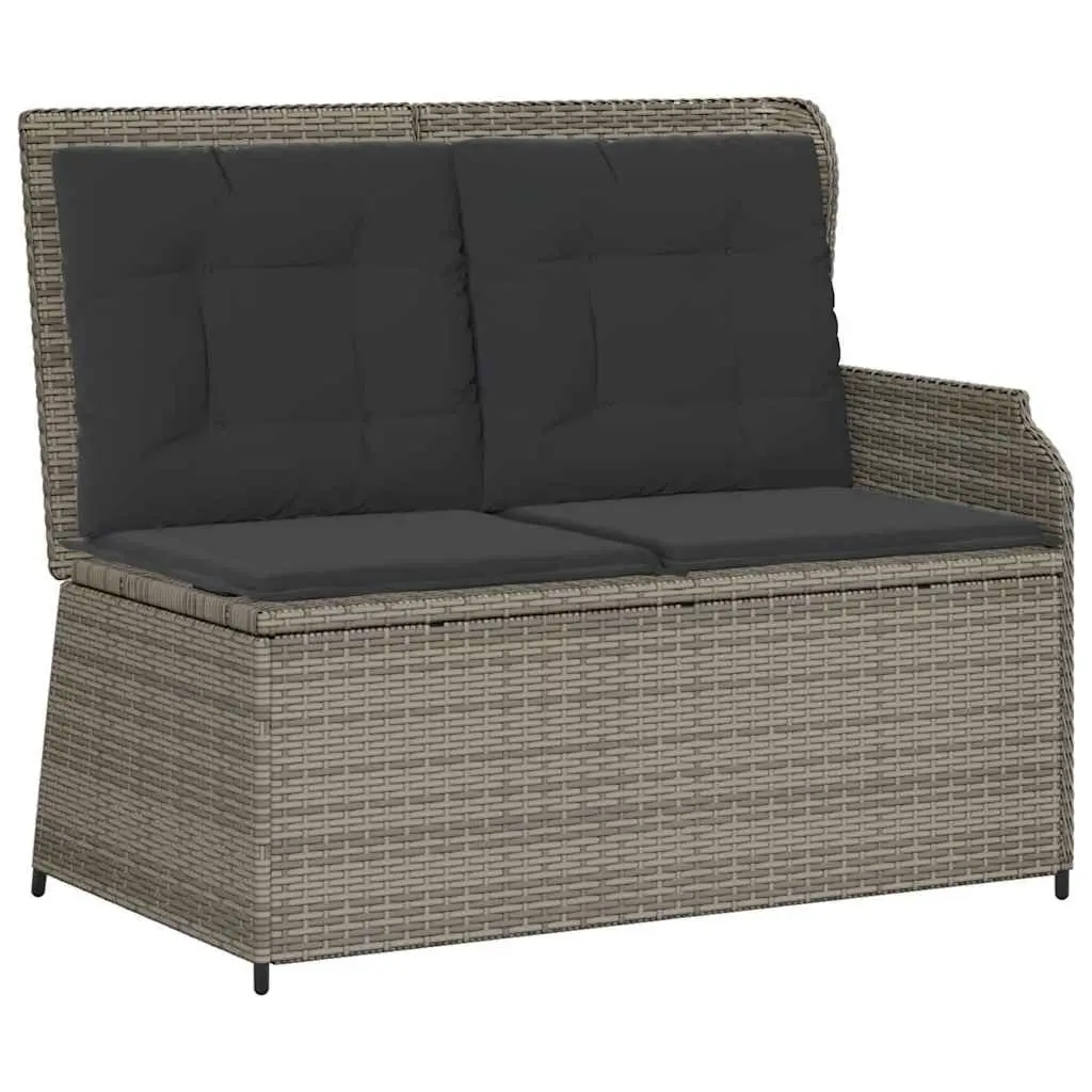 3 Piece Garden Lounge Set Poly Rattan Grey Cushions Table