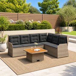 Garden Lounge Set 5 Piece Outdoor Furniture Patio Conversation Seating Grey