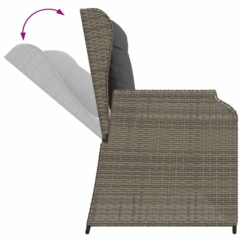 Garden Lounge Set 3 Piece Grey Outdoor Furniture Patio Sofa Chair Table Cushions