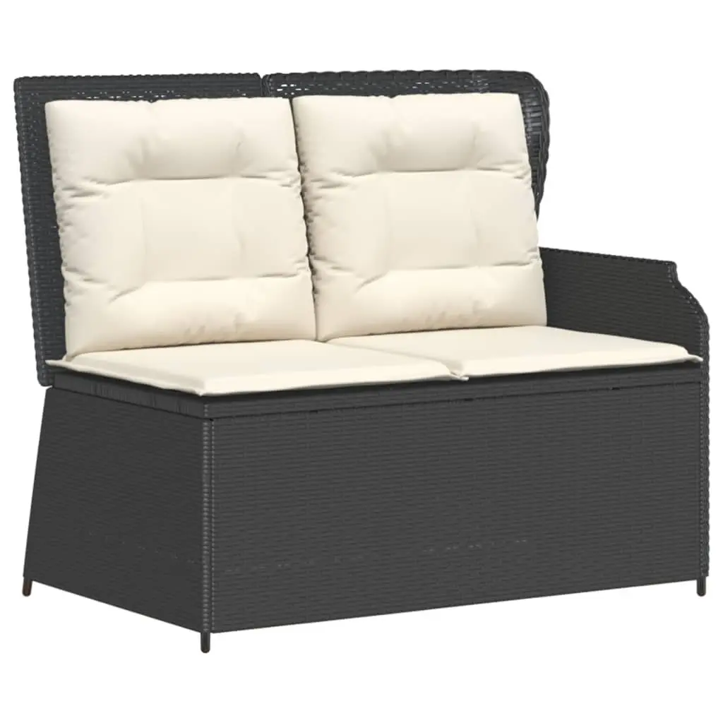 Outdoor Garden Sofa Set 3 Piece Black Poly Rattan Patio Lounge Furniture with