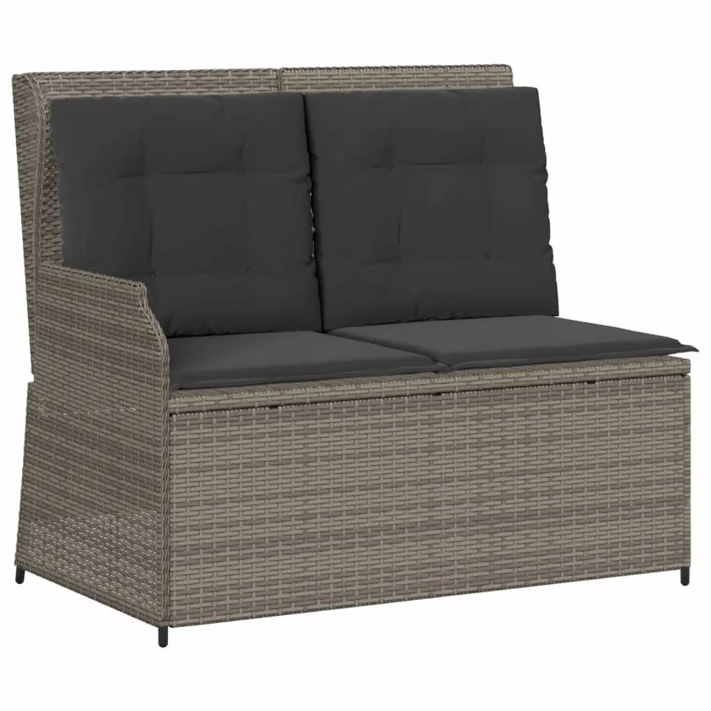 3 Piece Garden Sofa Set PE Rattan Powder-coated Steel Grey with Cushions