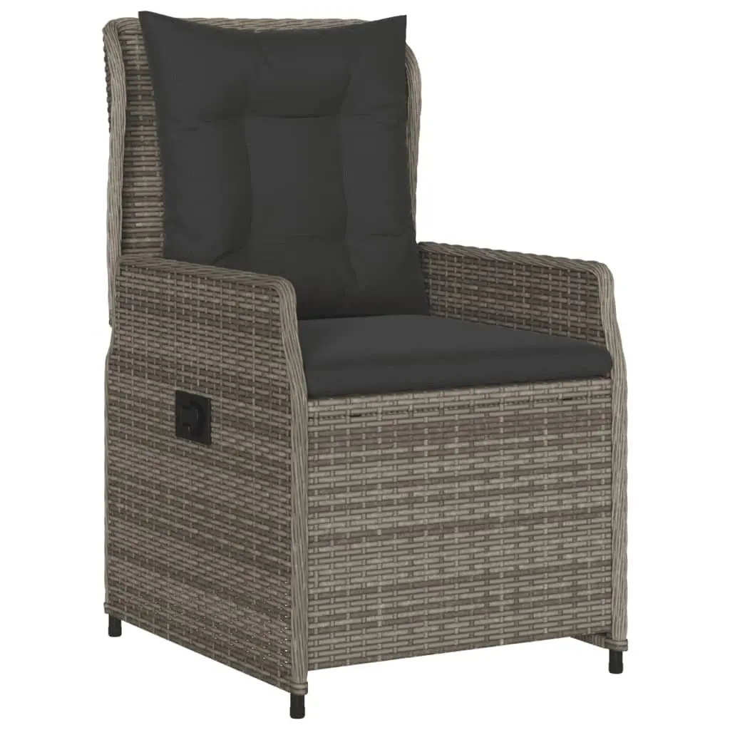 Garden Dining Set 5 Piece Outdoor Furniture Grey Poly Rattan Adjustable Backrest