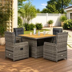 5-Piece Grey Garden Dining Set for Patio Gatherings