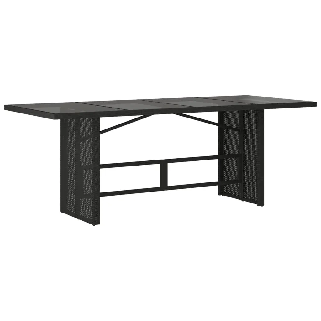 7 Piece Garden Furniture Set Black PE Rattan Outdoor Dining Set with Cushions and Tempered Glass Tabletop