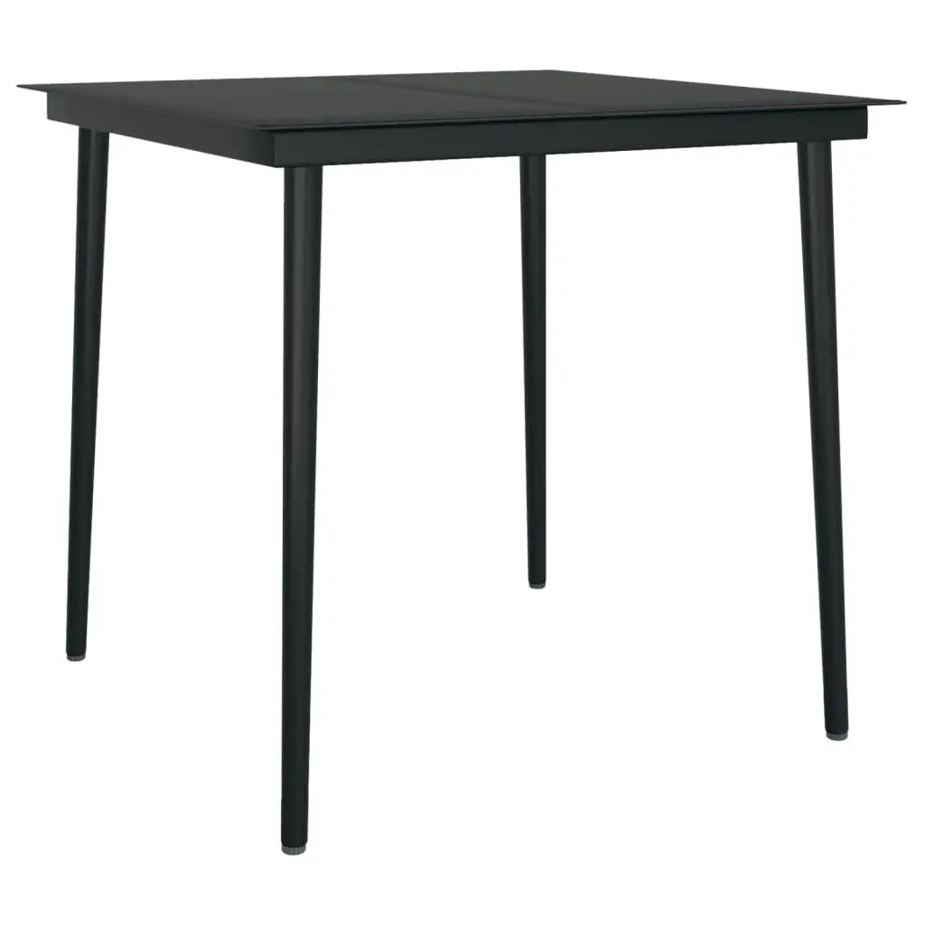 5 Piece Outdoor Garden Dining Set PE Rattan Black with Cushions Glass Table
