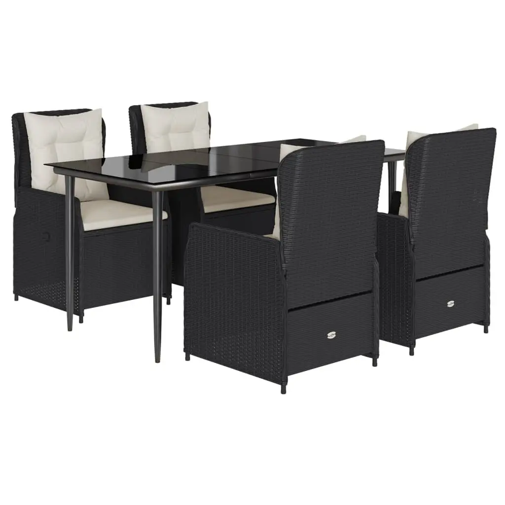 Garden Dining Set Poly Rattan 5 Piece Black Outdoor Furniture Patio Table Chairs