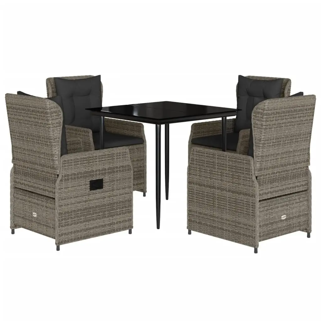 Garden Dining Set Poly Rattan 5 Piece Outdoor Patio Furniture Grey