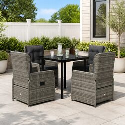 Versatile 5-Piece Grey Garden Dining Set for Outdoor Use