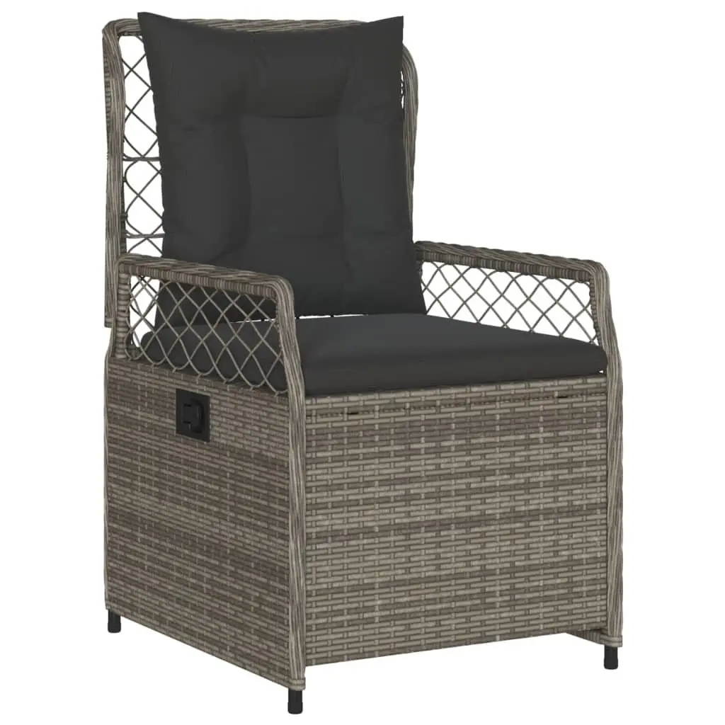 Garden Dining Set 5 Piece PE Rattan Grey with Cushions and Adjustable Acacia Wood Tabletop