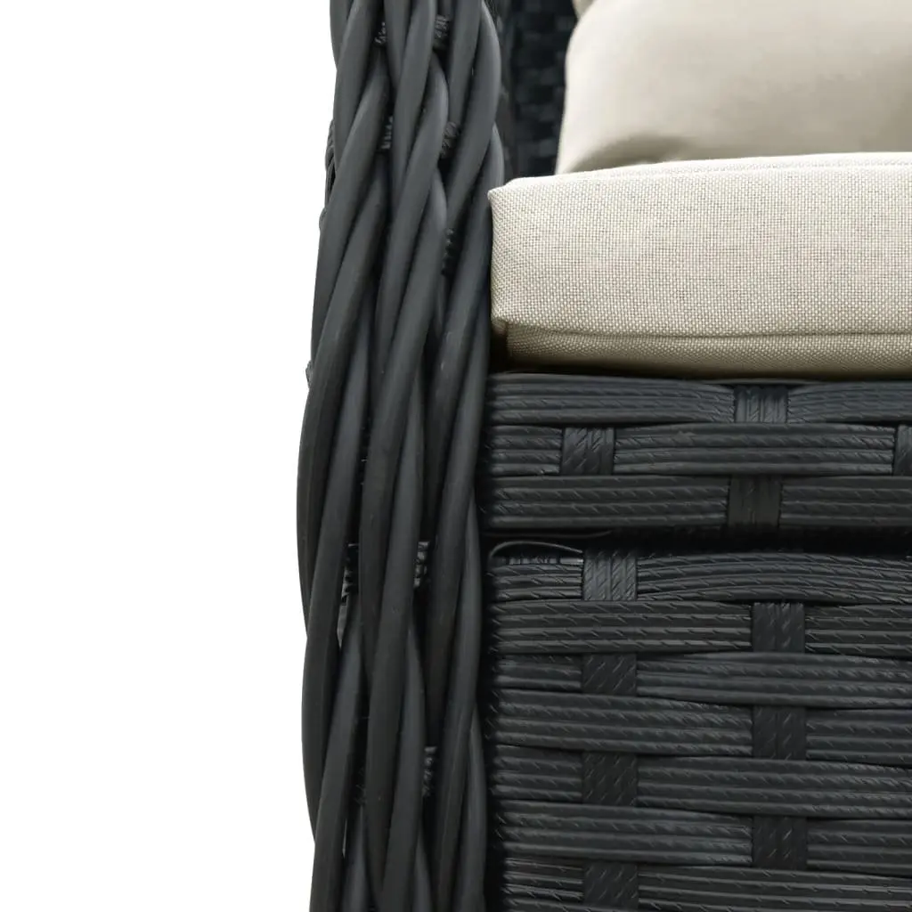 7 Piece Outdoor Dining Set Black Poly Rattan Garden Furniture Adjustable